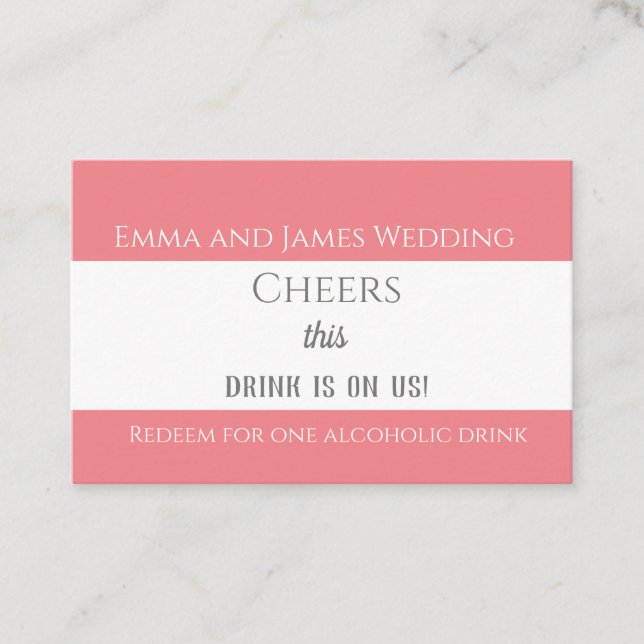 Carte De Visite Jeton Mariage rose simple (Devant)