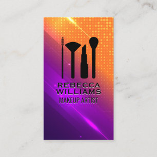 Carte De Visite Jeu de brosses maquillage   Décor moderne coloré