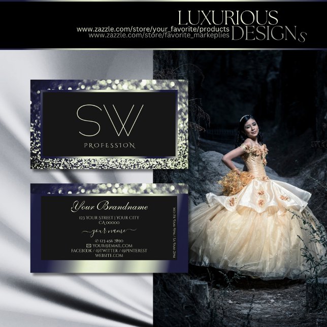 Carte De Visite Jeu de yeux bleu argent Ombre Parties scintillant  (Créateur téléchargé)