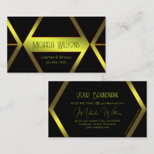 Carte De Visite Jeu de yeux noir géométrique Jaune Shimmer flashy