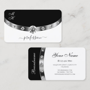 Carte De Visite Jeu d'oeil noir et blanc avec diamants
