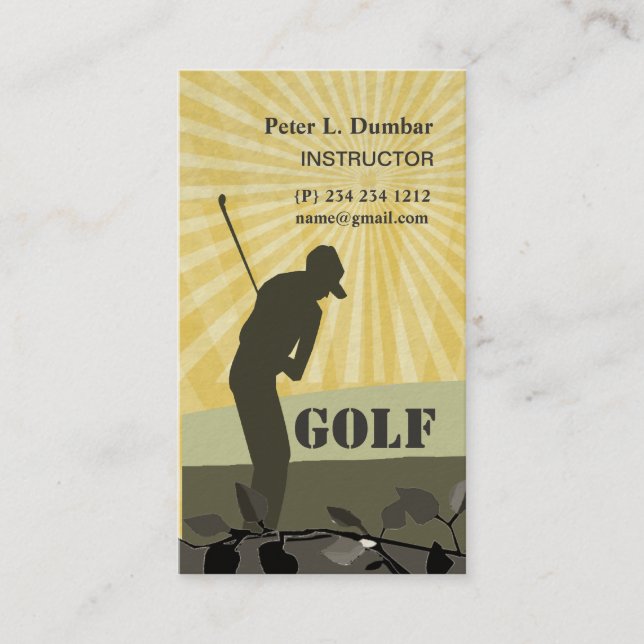 Carte De Visite Jeu du golf dans l'entraîneur de joueur de golf de (Devant)