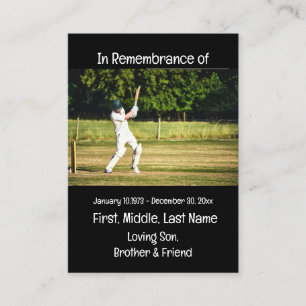 Carte De Visite Jeu du joueur de cricket Memorial Keepsaké
