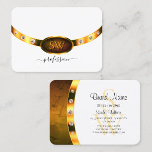Carte De Visite Jeu d'yeux blanc or orange marbre et monogramme