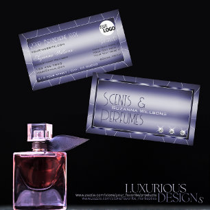 Carte De Visite Jeu d'yeux bleu chimmery avec diamants et logo