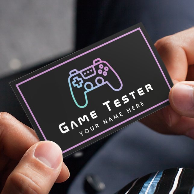 Carte De Visite Jeu vidéo Tester développeur Gamer Moderne Pink Ne (Créateur téléchargé)