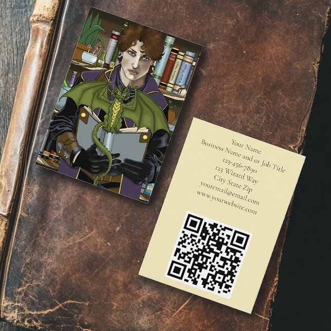 Carte De Visite Jeune bibliothèque de livres de fantasy de magicie (Créateur téléchargé)