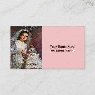 Carte De Visite Jeune mariée vintage et son gâteau de mariage -