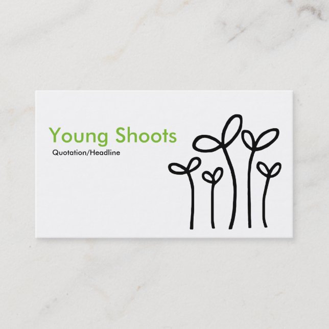 Carte De Visite Jeunes pousses - Vert noir sur blanc (Devant)