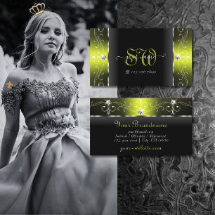 Carte De Visite Joaillerie élégante noire et Jaune bracelet Monogr