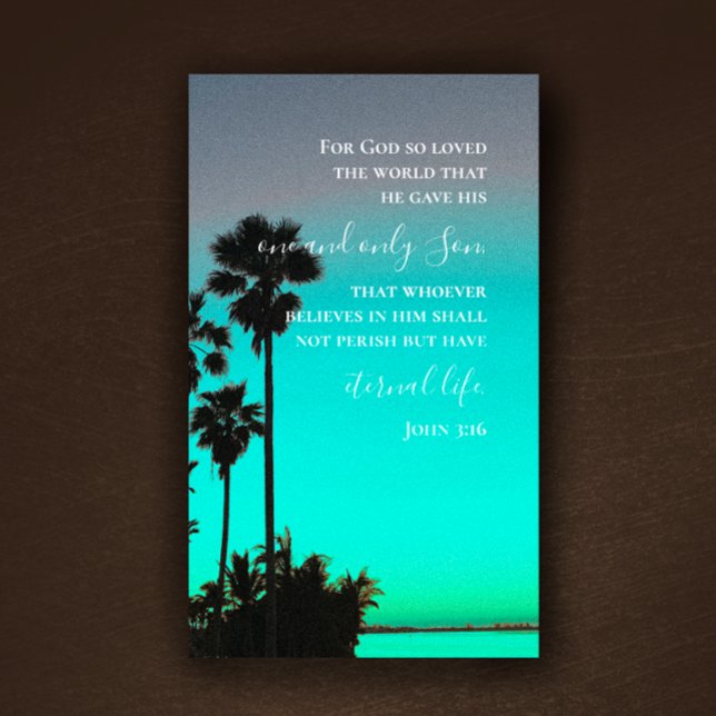 Carte De Visite John 3:16 Bible Verse Florida Palms Original Photo (Custom modern Sarasota Florida’s sunset Bible scripture card.
)