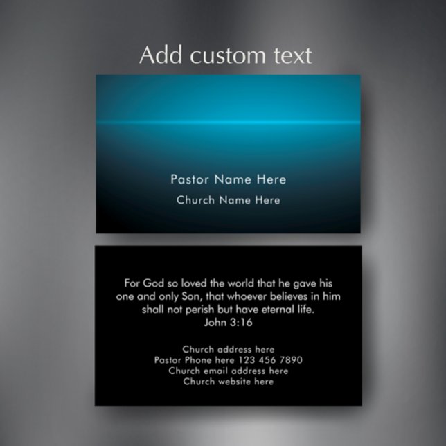 Carte De Visite John 3:16 Custom Scripture Christian Church Pastor (Custom text Bible scripture card. John 3:16 verse on a pastor business card. Modern blue template.
)