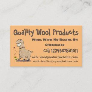 Carte De Visite Joli alpaga joyeux avec dessin animé de papillon