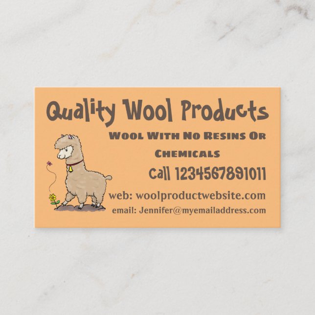 Carte De Visite Joli alpaga joyeux avec dessin animé de papillon (Devant)