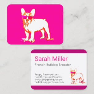 Carte De Visite Joli bouledogue français avec des lunettes de sole
