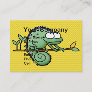 Carte De Visite Joli Caméléon de Dessin Animé Drôle Lézard Vert