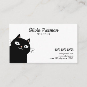 Carte De Visite Joli chat noir Illustration Animal assis