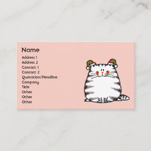 Carte De Visite Joli Chat Potelé Deux Chapeaux de Noël 