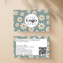 Carte De Visite Joli code QR personnalisé modifiable floral à moti