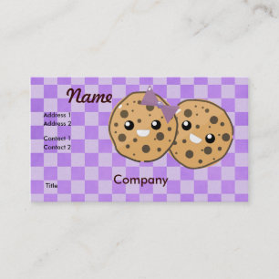 Carte De Visite Joli Couple de Biscuits au Chocolat Kawaii