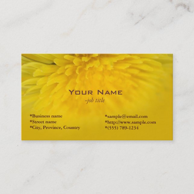 Carte De Visite Joli dandelion de fleur sauvage jaune (Devant)