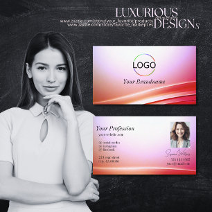 Carte De Visite Joli décor rose Lilac courbé avec logo et photo