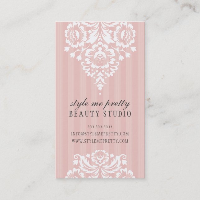 Carte De Visite JOLI DESIGN simple floral blanc rose pâle gris (Devant)