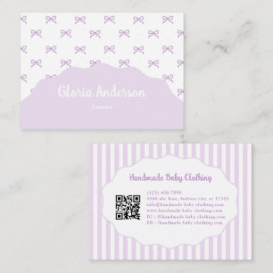 Carte De Visite Joli Féminin Violet Blanc Rubans