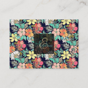 Carte De Visite Joli Fille rose Floral Golden Strokes Design