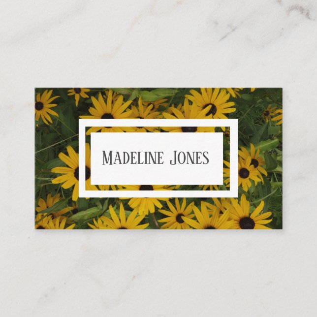 Carte De Visite joli jaune fleurs nature photo personnalisée (Devant)