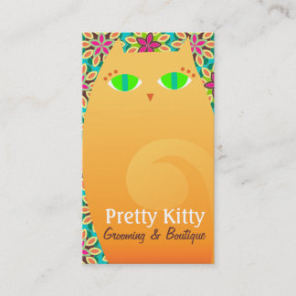 Carte De Visite Joli Kitty orange et floral