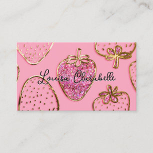 Carte De Visite Joli Luxe Rose Pâle Motif Fraise