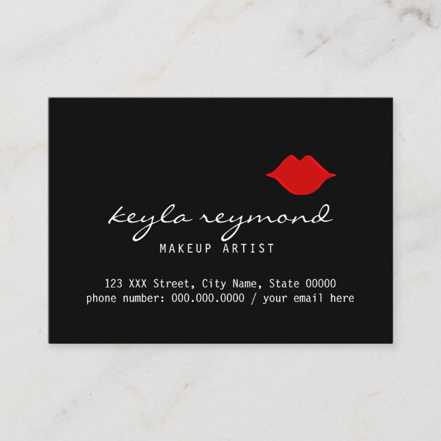 Carte De Visite joli maquillage-artiste rouge lèvres foncées (Devant)