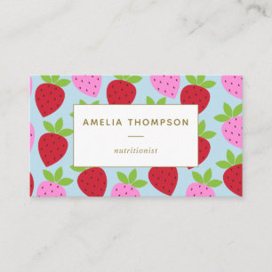 Carte De Visite Joli motif de fraise rétro personnalisé