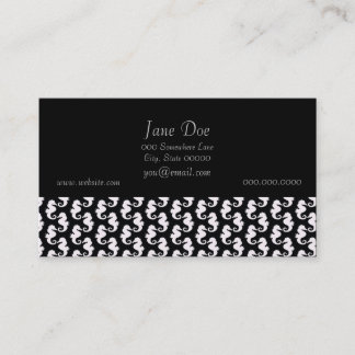 Carte De Visite Joli motif de hippocampe noir et blanc