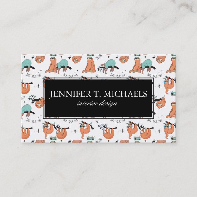 Carte De Visite Joli Motif Sloth (Devant)