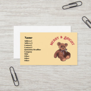 Carte De Visite Joli ours en peluche de vacances joyeux et lumineu