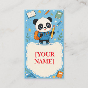 Carte De Visite Joli panda de rentrée scolaire Note scolaire