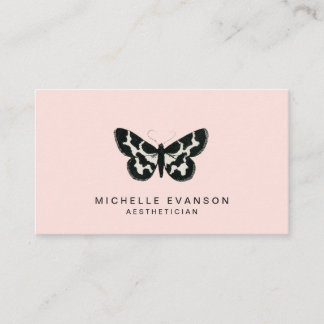 Carte De Visite Joli Papillon Élégant logo rose pâle