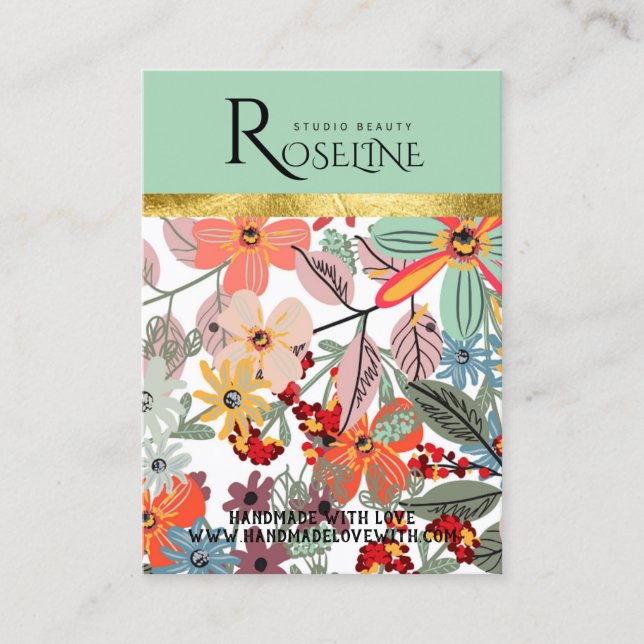 Carte De Visite Joli pastel couleur rose fleur Écouter Affichage (Devant)