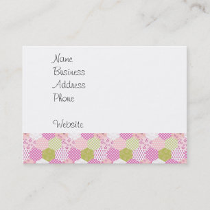 Carte De Visite Joli Pastel Rose Vert Patchwork Design Quilt
