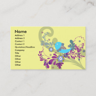 Carte De Visite joli petit oiseau bleu vecteur