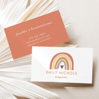 Carte De Visite Joli Rainbow Peach Lavender Boho Babysitter