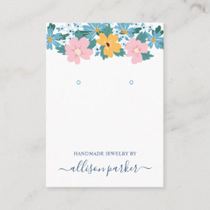 Carte De Visite Joli rose Fleurs Bleues Jaunes Écran