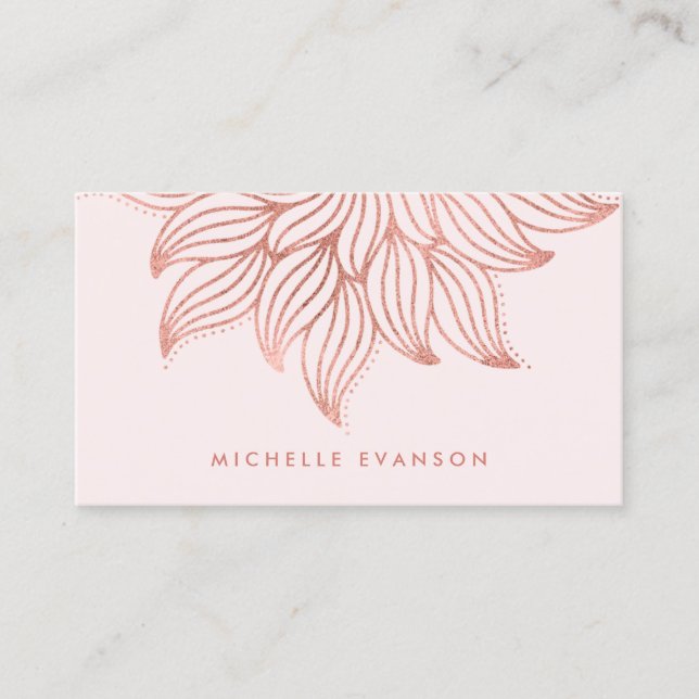 Carte De Visite Joli Rose Gold Mandala Yoga Professeur Blush Pink (Devant)