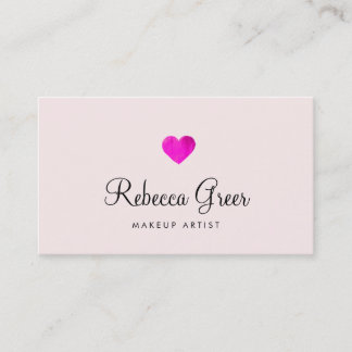 Carte De Visite Joli salon de beauté Coeur Rose Chaud