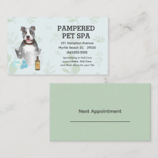 Carte De Visite Joli Taureau Terrier Groomer Animaux Spa Rendez-vo