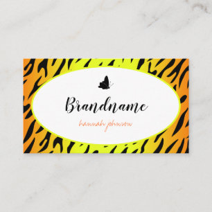 Carte De Visite Joli Tigre Motif mignon Papillon cadre rond