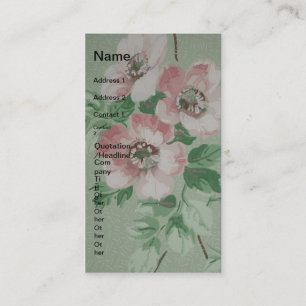 Carte De Visite Joli Vintage rose Fleur Vertical