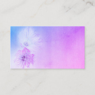 Carte De Visite jolie aquarelle bleu et violet design de fleurs